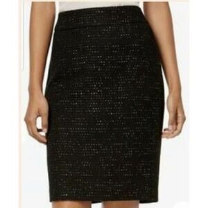 NWT Nine West Black Multicolor Sequin Tweed Pencil Skirt Size 4